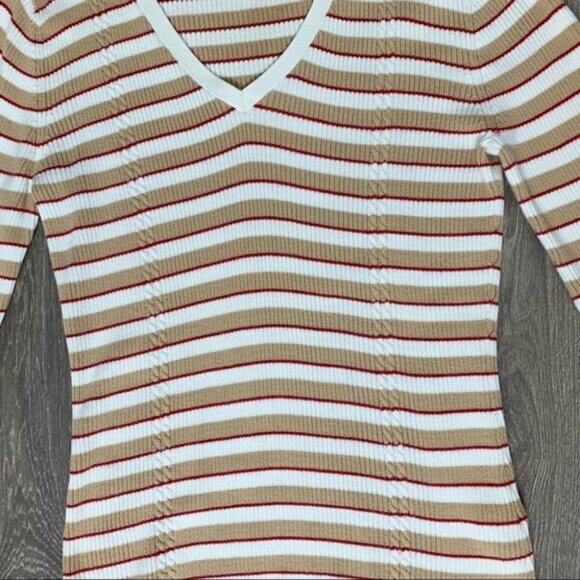Tommy Hilfiger Women's Stripe Sweater V-neck Pullover Vintage 2000 Preppy Size M - Picture 9 of 16